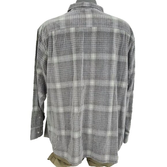 Tommy Bahama 3XB Tilth Grey Paniolo Plaid Corduroy Shirt Western Sport Stripe - Picture 2 of 7